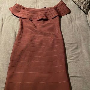 Mauve off the shoulder mini dress